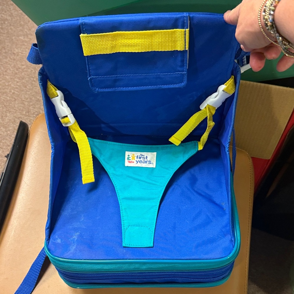 The First Years Blue Portable Booster Seat with Teal Insert